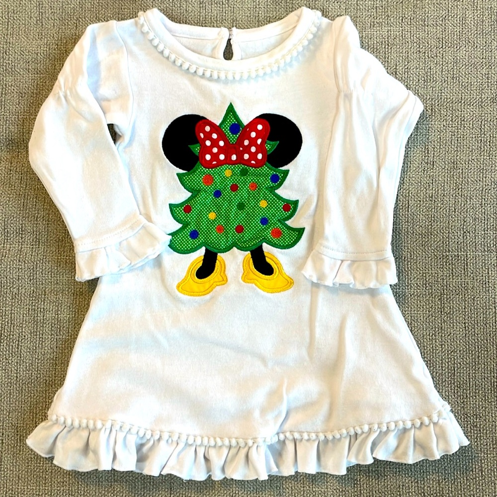 Minnie Mouse Christmas appliqué dress/tunic, size 12 months.